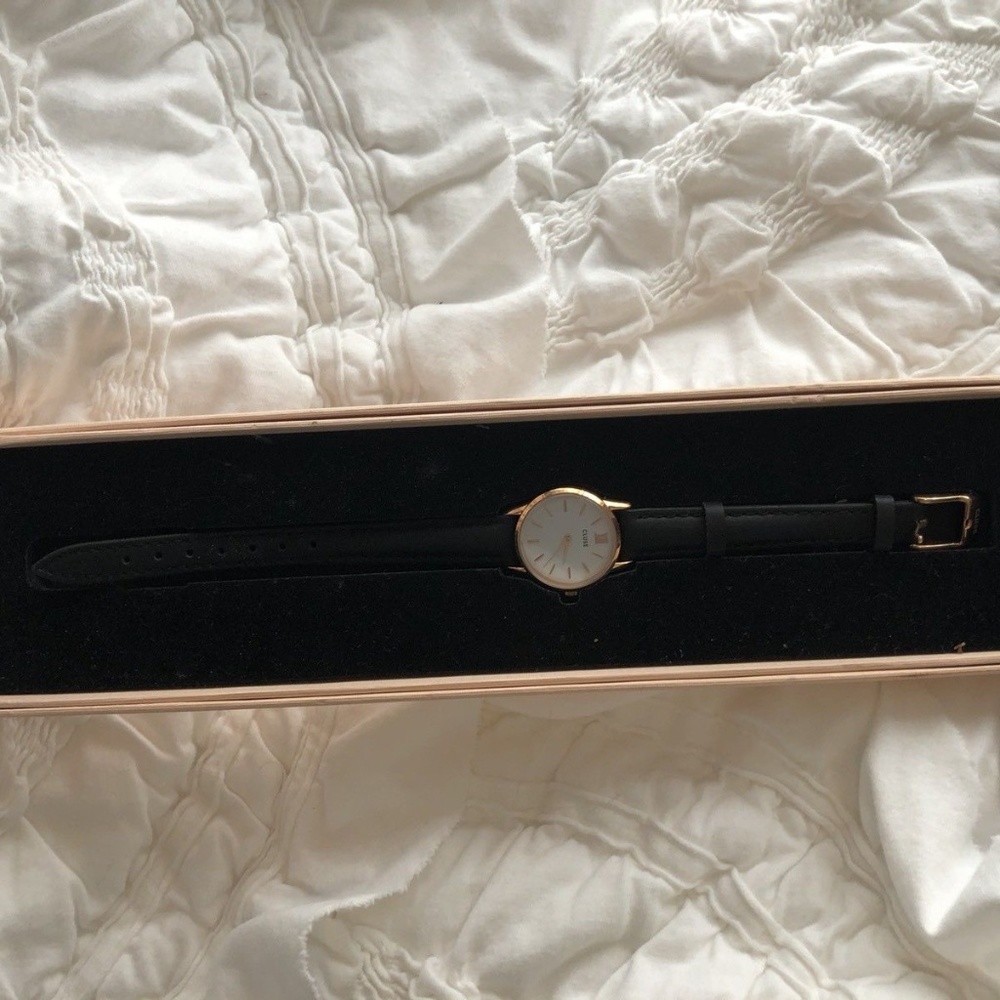 Women's Watch Cluse Rose Gold White W/ Black Band